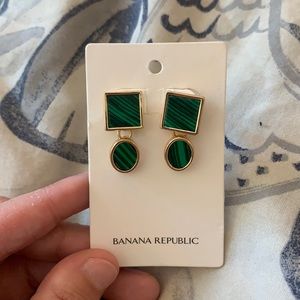 Banana Republic Malachite Double Drop Earrings
